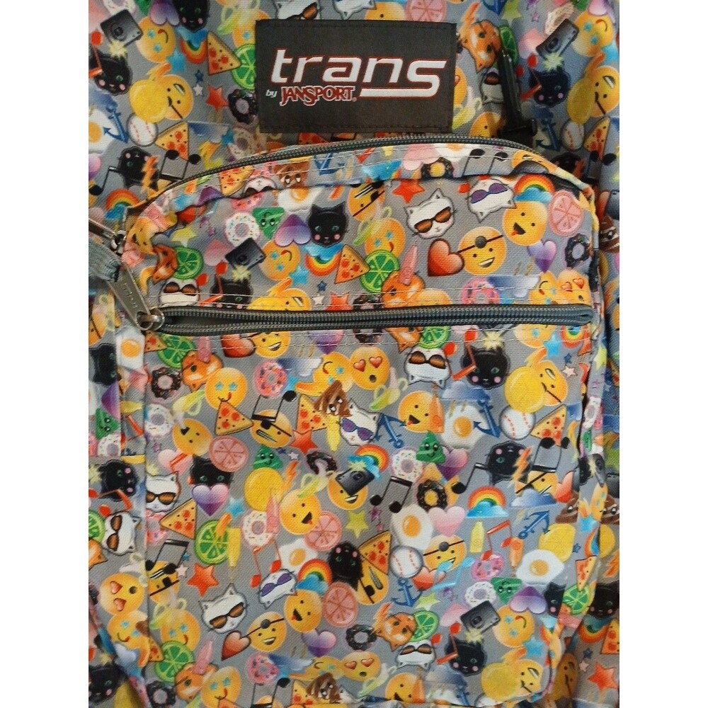 JANSPORT TRANS Colorful EMOJI DOUBLE-BIG-POCKET BACKPACK Hiking School Book Bag - Picture 2 of 7